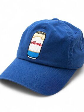 Hamm's, Embroidered Large Can, Dad Hat, Adjustable Buckle Strap, Royal Blue